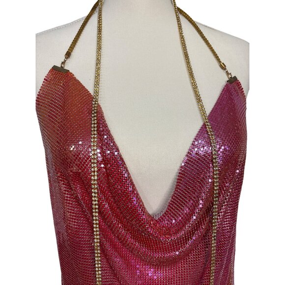 8 Other Reasons Chainmail Mini Dress in Pink One Size New Womens Party backless - Picture 7 of 11